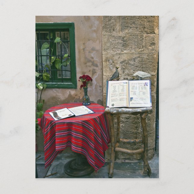 Carte Postale Café sur le trottoir, Canée, Crète, Grèce (Devant)