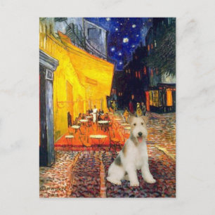 Carte Postale Café Terrace - Fox Terrier à poil dur #1