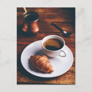 Carte Postale Café turc et Croissant frais
