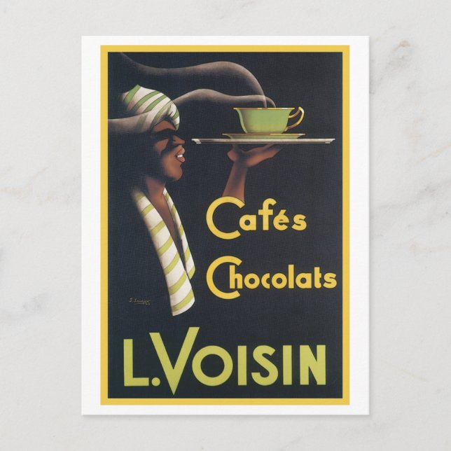 Carte Postale Cafes Chocolats L. Voisin Vintage Ad (Devant)
