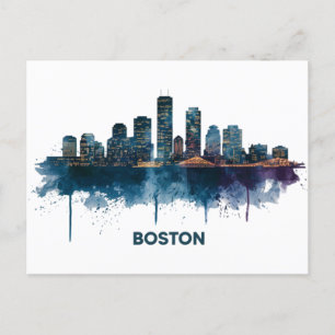 Carte Postale Cafetière avec vue sur la skyline de Boston, Ma
