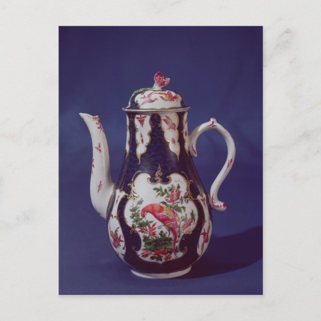 Carte Postale Cafetière Worcester, décoré d'oiseaux (Devant)