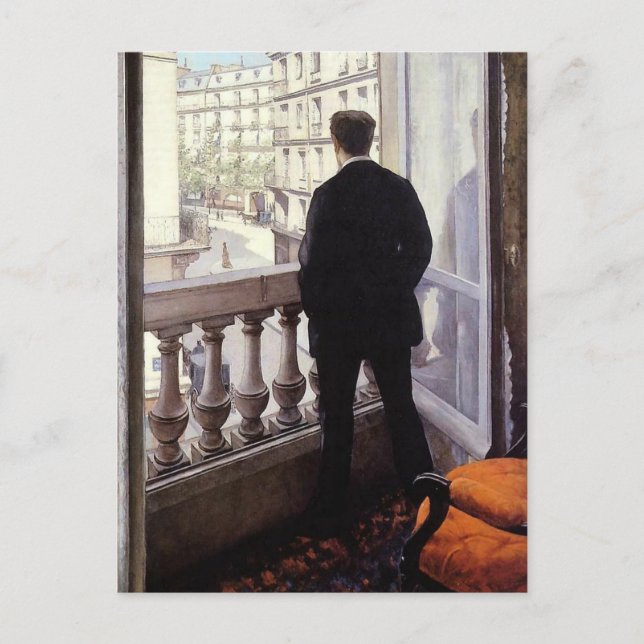 Carte Postale Caillebotte - Jeune homme à sa fenêtre (Devant)