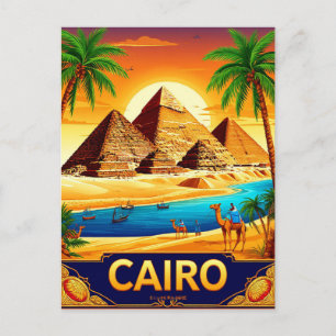 Carte Postale Caire Égypte Pyramides Nil Voyage Souvenir