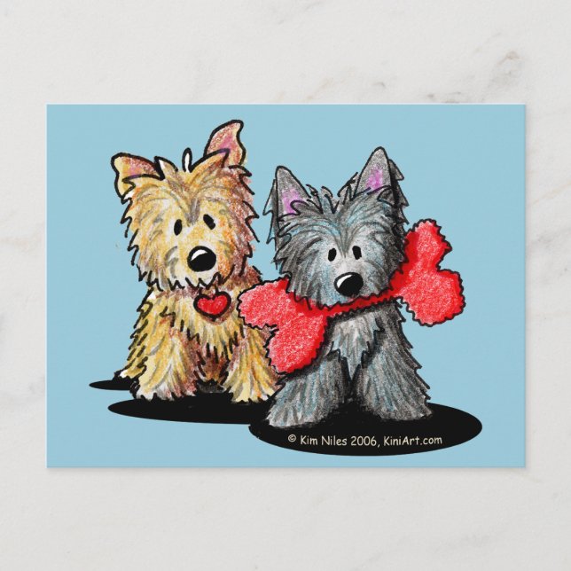 Carte postale Cairn Terrier Duo (Devant)