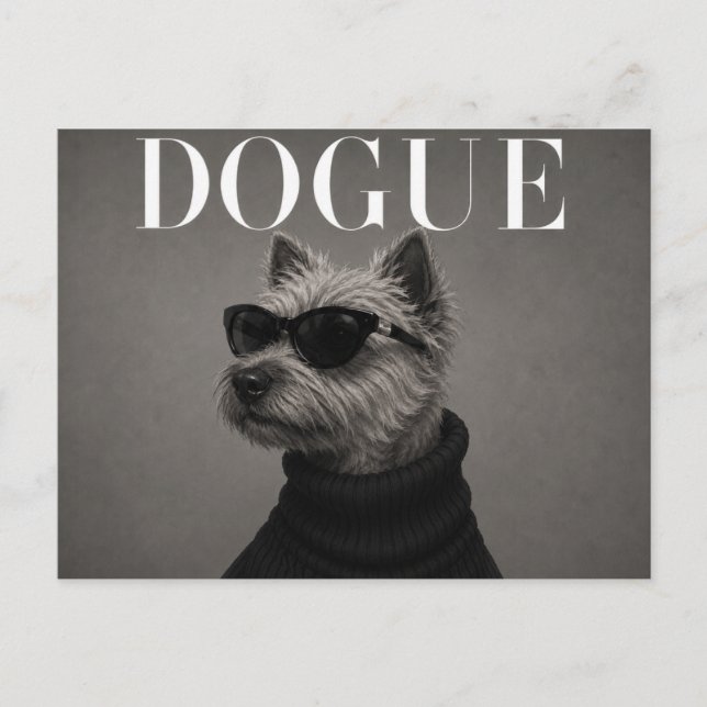 Carte Postale Cairn Terrier Luxe Éditorial de Mode (Devant)