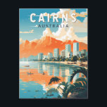 Carte Postale Cairns Australia Travel Art Vintage<br><div class="desc">Cairns design de déplacement vectoriel rétro. Cairns est une ville du Queensland,  en Australie,  sur la côte nord-est tropicale du Far North Queensland. Fondé en 1876,  il est considéré comme la porte d'entrée de la Grande Barrière de Corail d'Australie et de la forêt tropicale humide des Tropiques.</div>
