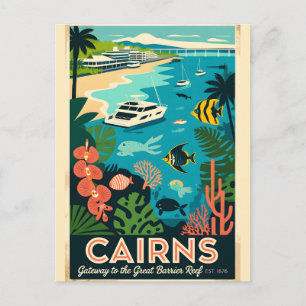 Carte Postale Cairns Australie Art de l'affiche de voyage rétro
