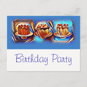 Carte Postale Cake Art Blue Anniversaire Fête Invitation
