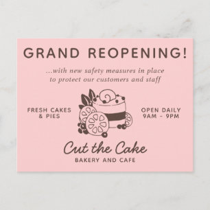Carte Postale Cake Logo Boulangerie d'affaires Grand réouverture