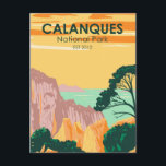 Carte Postale Calanques Parc National France Vintage<br><div class="desc">Conception de l'illustration vectorielle des Calanques. Situé dans le sud de la France et le seul parc national européen à englober des zones terrestres,  marines et urbaines.</div>