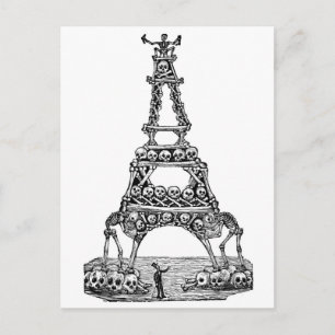 Carte Postale Calavera de la Tour Eiffel c. fin des années 1800