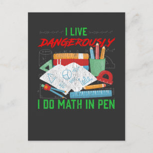 Carte Postale Calcul du stylo Math Enseignant Étudiant Humour Ne