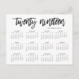 Carte Postale Calendrier 2019   Typographie moderne