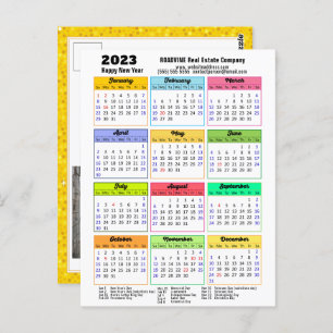 Carte Postale Calendrier 2023 Parties scintillant Or moderne Pho