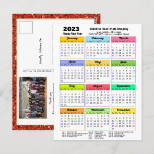 Carte Postale Calendrier 2023 Parties scintillant rouge moderne 