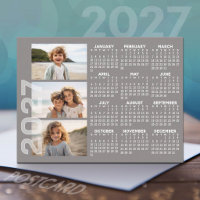 Calendrier 2027 3 Photos Taupe Minimal Magnet