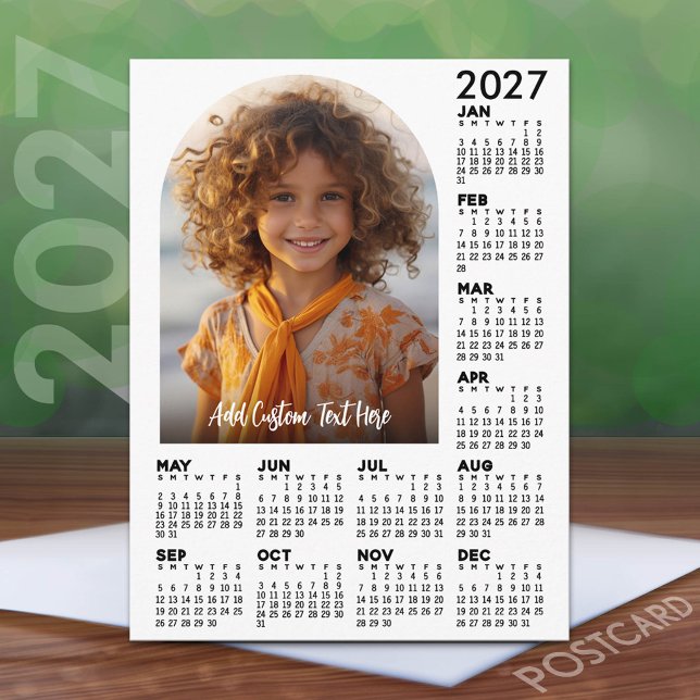 Carte Postale Calendrier 2027 avec Photo - Année Complète (2027 calendar on a postcard)