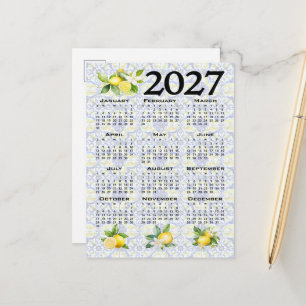 Carte Postale Calendrier 2027 Citrons Italien Méditerranéen Carr