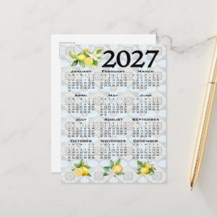Carte Postale Calendrier 2027 Citrons Italien Méditerranéen Carr