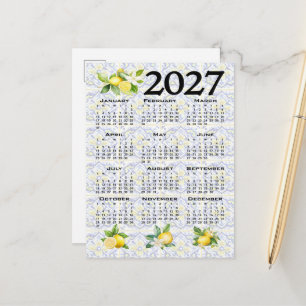 Carte Postale Calendrier 2027 Citrons Italien Méditerranéen Carr