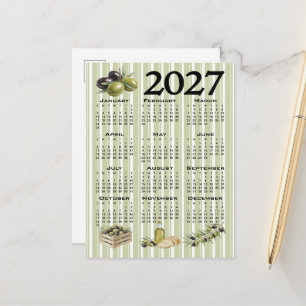 Carte Postale Calendrier 2027, Olives Méditerranéennes, Rayures 