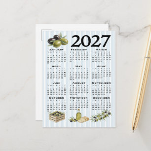 Carte Postale Calendrier 2027, Olives Méditerranéennes, Rayures 