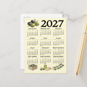 Carte Postale Calendrier 2027, Olives Méditerranéennes Rayures J