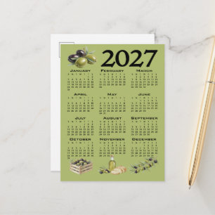 Carte Postale Calendrier 2027, Olives Méditerranéennes, Vertes