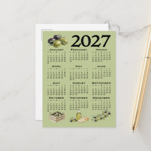Carte Postale Calendrier 2027, Olives Méditerranéennes, Vertes