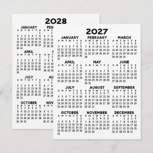 Carte Postale Calendrier à vue sur 2 ans - Minimalisme de base