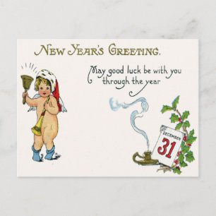 Carte Postale Calendrier Ange Chérubin Holly Cloche Corne