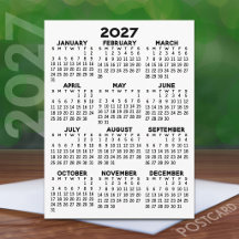 Calendrier annuel 2027 - Minimaliste simple