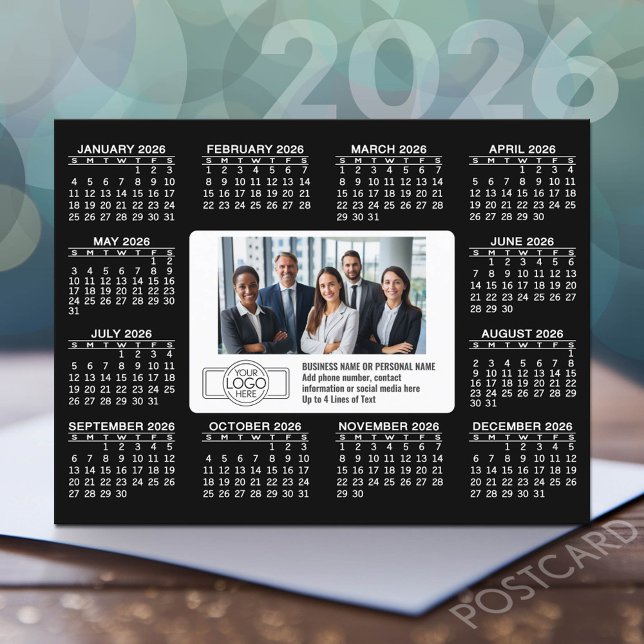 Carte Postale Calendrier avec logo Coordonnées (2026 Calendar Postcard)