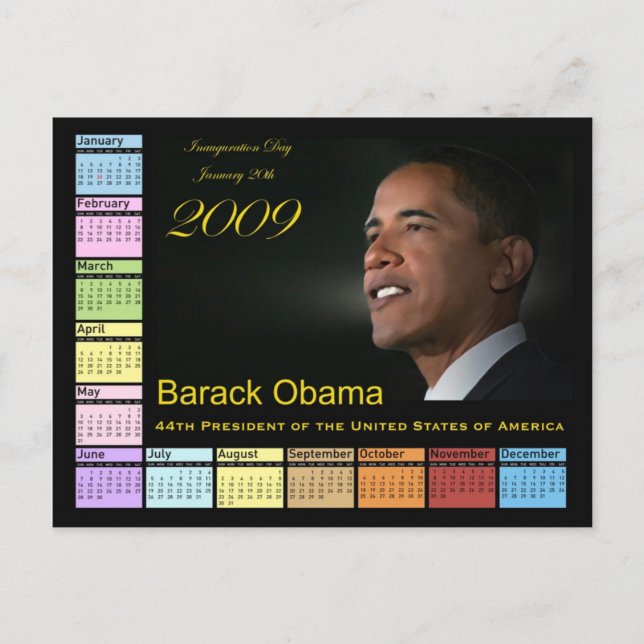 Carte Postale Calendrier Barack Obama (Devant)