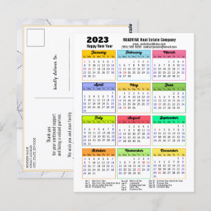 Carte Postale Calendrier d'affaires 2023 moderne Gris noir Scrip