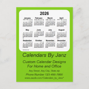 Carte Postale Calendrier d'affaires jaune vert 2026 de Janz