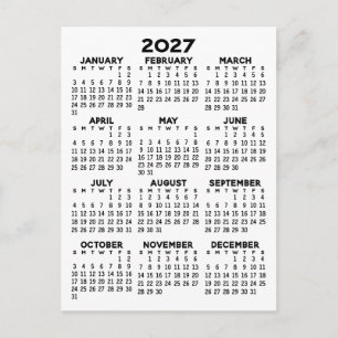 Carte Postale Calendrier d'affichage de l'année complète - Minim