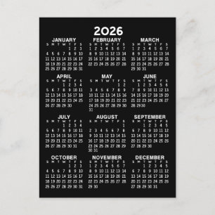 Carte Postale Calendrier d'affichage de l'année complète - Postc