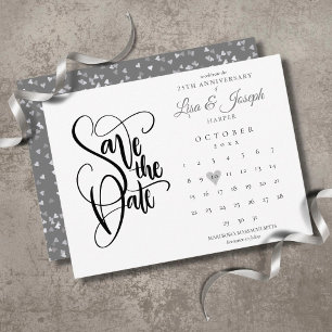Carte Postale Calendrier de date de sauvegarde d'anniversaire 25