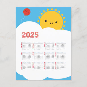 Carte Postale Calendrier de Kawaii Happy Sun 2025