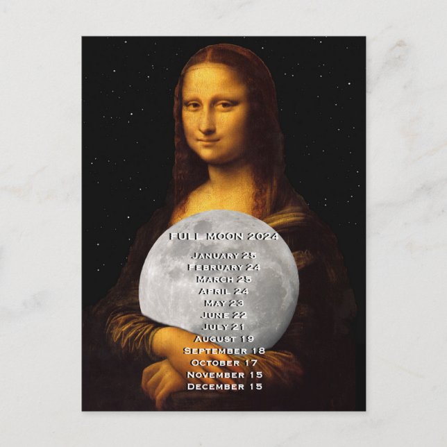 Carte Postale Calendrier de la pleine lune en Europe 2024  (Devant)