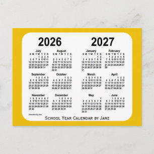 Carte Postale Calendrier de l'année 2026-2027 Gold Mini School p