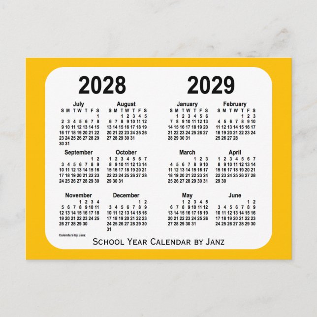 Carte Postale Calendrier de l'année 2028-2029 Gold Mini School p (Devant)