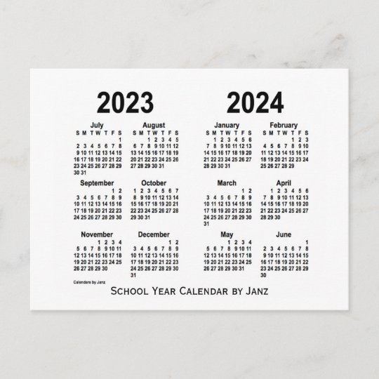 Calendrier Pleine Lune 2023 2024 Carte Postale Calendrier De L'année Scolaire Blanche 2023-2024 P | Zazzle.fr