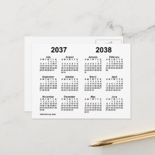 Carte Postale Calendrier de l'année scolaire blanche 2037-2038 p