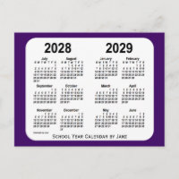 Calendrier de l'année scolaire Purple Mini 2028-20