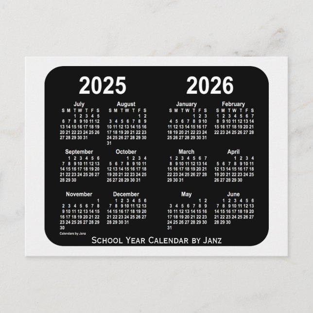 Carte Postale Calendrier de l'année scolaire Smokey Neon 2025-20 (Devant)