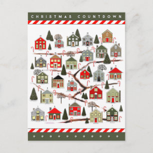 Carte Postale Calendrier de l'Avent compte à rebours de Noël