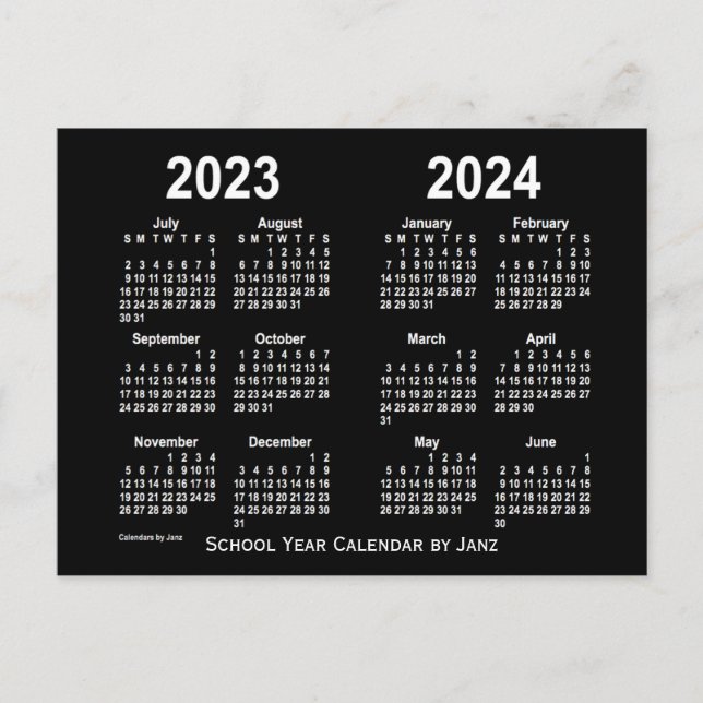 Carte Postale Calendrier de l'école Neon White 2023-2024 par Jan (Devant)